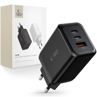 TECH-PROTECT C65W 3-PORT NETWORK CHARGER PD65W/QC3.0 BLACK