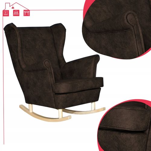 Fotel uszak eko skóra skandynawski bujany Ari CIEMNOBRĄZOWY na Arena.pl