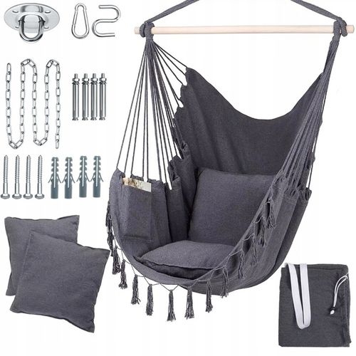 Ciemno szary Antracyt hamak brazylijski kokon huśtawka ogrodowa poduszki na Arena.pl