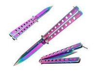 nóż motylek tęczowy nóż motylkowy rainbow ostry fade 22,5cm 1372