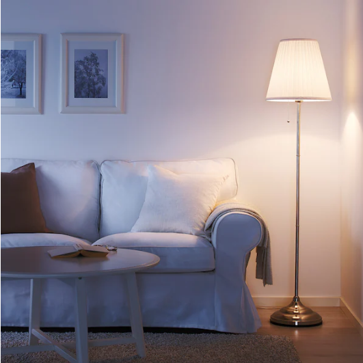 Lampa podłogowa stojąca do sypialni salonu 155 cm IKEA ÅRSTID srebrno biała zdjęcie 6