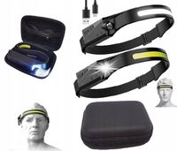 Latarka mocna lampa czołowa czołówka LED COB 230° + Futerał ETUI GRATIS