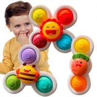 3x FIDGET SPINNER Z PRZYSSAWKĄ SENSORYCZNĄ KĄPIEL PREZENT GRZECHOTKA ZESTAW