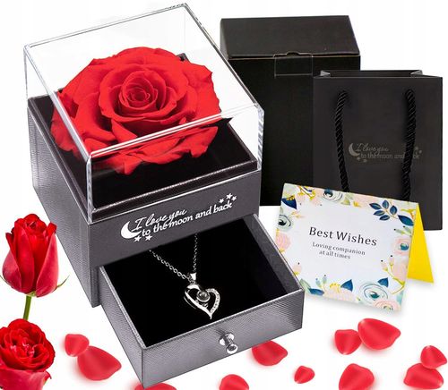 Wieczna Róża w Szkle Naszyjnik z Hologramem dla Kobiety Prezent Walentynki na Arena.pl