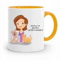 Kubek Żółty Weterynarza Zaufaj Mi! Prezent Z Nadrukiem Ze Zdjęciem
