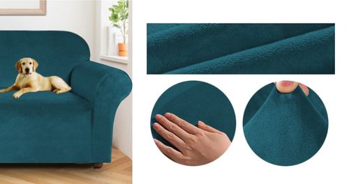 POKROWIEC NA SOFĘ KANAPĘ ELASTYCZNY WELUR 145-185 CM 2OS TURKUSOWY na Arena.pl