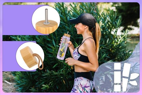 BUTELKA SZKLANA NA WODĘ NAPOJE ZE SŁOMKĄ SITKIEM SZCZELNA DUŻA BIDON 1,2L na Arena.pl