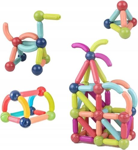 KLOCKI MAGNETYCZNE KONSTRUKCYJNE 42 ELEMENTY MEGA DUŻY ZESTAW EDUKACYJNE na Arena.pl