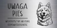 Tabliczka 20x10 cm UWAGA PIES Samoyed LAMINAT Z GRAWEREM