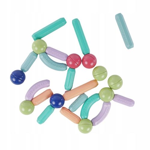 Klocki Magnetyczne Duże Konstrukcyjne Dla Dzieci 36 el Kuferek Kulki Zestaw na Arena.pl