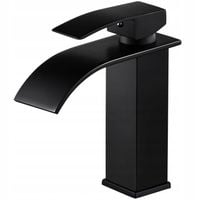 CZARNA BATERIA UMYWALKOWA STOJĄCA WODOSPAD CUBIC ŁAZIENKOWA KRAN UMYWALKI