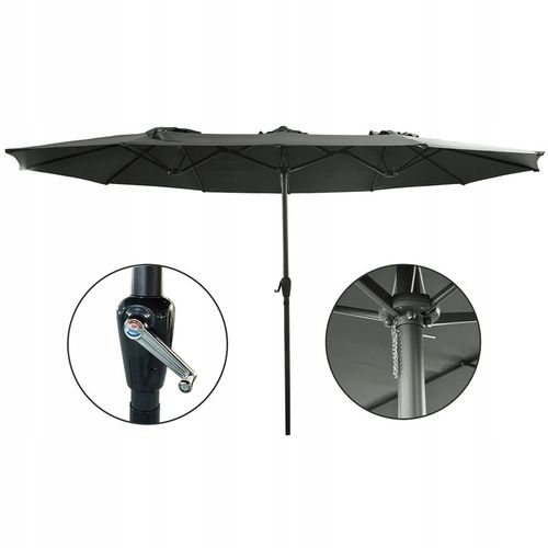 PODWÓJNY PARASOL OGRODOWY PRZECIWSŁONECZY Z KORBKĄ POKROWIEC PHOENIX SZARY na Arena.pl