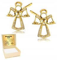 Złote Kolczyki 925 Aniołki dziecięce Grawer Komunia Chrzest Urodziny Roczek