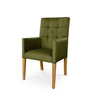 Fotel CAROL / oliwkowy / noga dąb / R36
