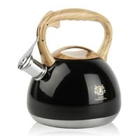 CZAJNIK TRADYCYJNY Z GWIZDKIEM ZE STALI NIERDZEWNEJ CZARNY BŁYSZCZĄCY 3 L