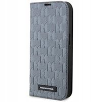 2 x ELEGANCKIE ETUI SAFFIANO MONOGRAM DO IPHONE 14 PRO 6.1" SREBRNE OCHRONA