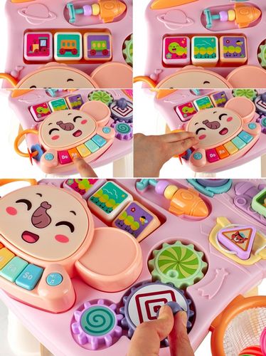 Chodzik Pchacz Stolik Edukcyjny Panel Pianinko 5w1 Różowy na Arena.pl