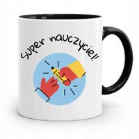 Kubek Czarny Prezent Dzień Nauczyciela Super Z Nadrukiem Ze Zdjęciem