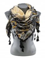 Chustka apaszka z frędzlami folk szary żółty 69 / DC-10C