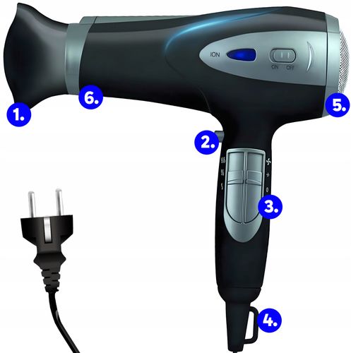 SUSZARKA DO WŁOSÓW 5w1 2000W JONIZACJA DYFUZOR KONCENTRATOR ZIMNY NAWIEW na Arena.pl