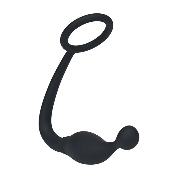 Silicone Cockring With Prostate Stimulator - S - Black zdjęcie 5