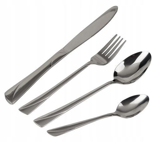 SZTUĆCE ZESTAW NA 12 OSÓB KOMPLET 72 elementy SREBRNE SZTUĆCÓW STALOWYCH na Arena.pl