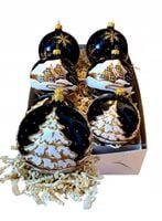 BOMBKI CHOINKOWE SZKLANE DEKOROWANE 10 cm.