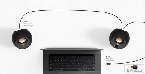 MINIMALISTYCZNE GŁOŚNIKI BIURKOWE 2.0 USB-C BT 5.0 16W Creative Pebble V3 na Arena.pl