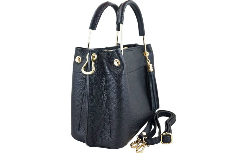 Torebka kuferek damski skórzany - Czarny zdjęcie 3