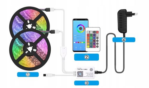 Taśma LED 15M RGB 5050 WiFi PILOT APLIKACJA+GRATIS na Arena.pl