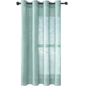 Zasłona Tiulowa Efekt Lnu Przelotki 175x140 cm Zielona Półprzezroczysta