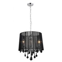 LAMPA wisząca CORNELIA MDM-2572/3 BK Italux abażurowa OPRAWA glamour ZWIS z kryształkami organza mgiełka crystal czarna