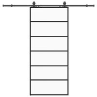 Drzwi przesuwne z zestawem okuć czarne 90x205 cm ESG szkło