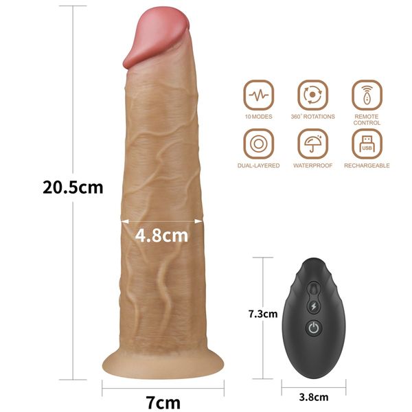 8.0'' Dual Layered Platinum Silicone Rotator zdjęcie 2