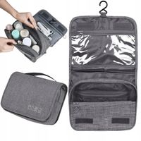 KOSMETYCZKA DUŻA PODRÓŻNA MĘSKA DAMSKA WISZĄCA Z HACZYKIEM SZARA