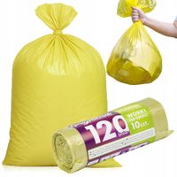 WORKI NA ŚMIECI 120L 10SZT ZÓŁTE DO SEGREGACJI NA ODPADY WYTRZYMAŁE