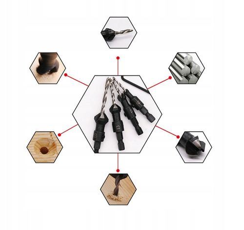 Wiertła do Drewna z Gzymką Fazownikiem + IMBUS nawiertaki z na Arena.pl
