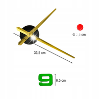 Zegar Ścienny Naklejany DIY Regulowany 80-90 cm Złote Wskazówki Kolorowy