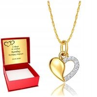 Złoty Łańcuszek Serce Serduszko ZŁOTO Grawer Urodziny