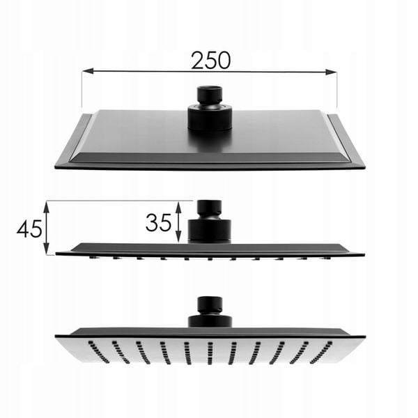 Bateria wannowa ścienna czarna z deszczownicą słuchawką i wężem YOKA HOME zdjęcie 12