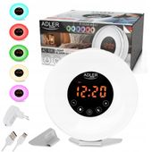 Budzik Świetlny Radio Symulacja Wschodu Słońca Dźwięki Natury Adler Ad1916