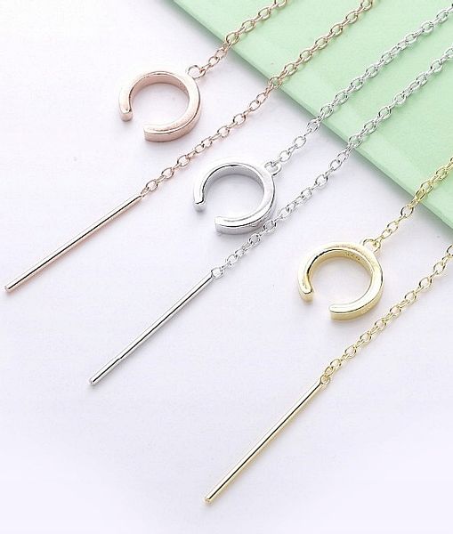 MD długa srebrna nausznica kolczyk łańcuszek S925 zdjęcie 10