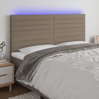 Zagłówek do łóżka z LED, taupe, 160x5x118/128 cm, tkanina