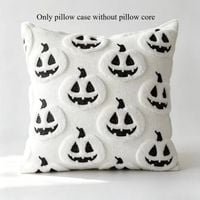 Poszewka na poduszkę biała z motywem dyni Halloween