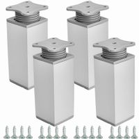 Nóżka nóżka stopka meblowa 40x40, H-150mm, regulacja, Aluminium mat, 4 szt