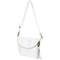 Biała Torebka Damska Skóra Naturalna Listonoszka Klapa B75
