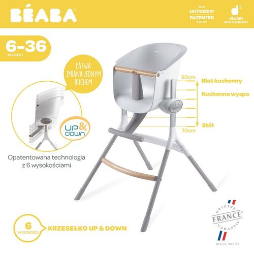 Beaba Krzesełko do karmienia Up&Down grey/white na Arena.pl
