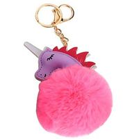 Brelok do kluczy pompon Jednorożec różowy
