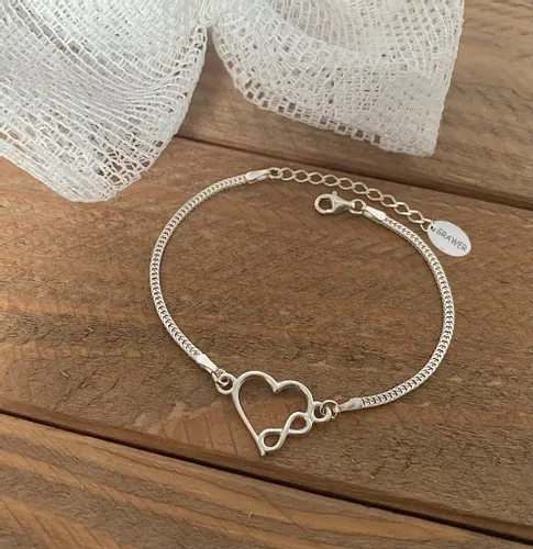 BRANSOLETKA SREBRNA DAMSKA NA RĘKĘ REGULOWANA SERCE NIESKOŃCZONOŚĆ + GRAWER na Arena.pl