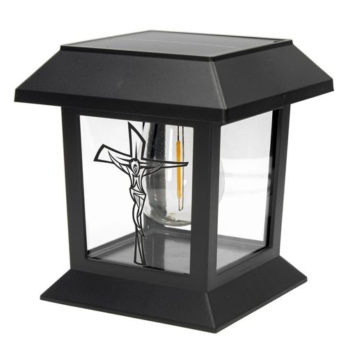 LAMPION NA GRÓB Statuetka NA Cmentarz Z KRZYŻEM ZNICZ SOLARNY LED na Arena.pl